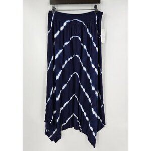 Time & Tru Handkerchief Maxi Skirt Elastic Waist Relaxed Fit Sz L Blue NWT